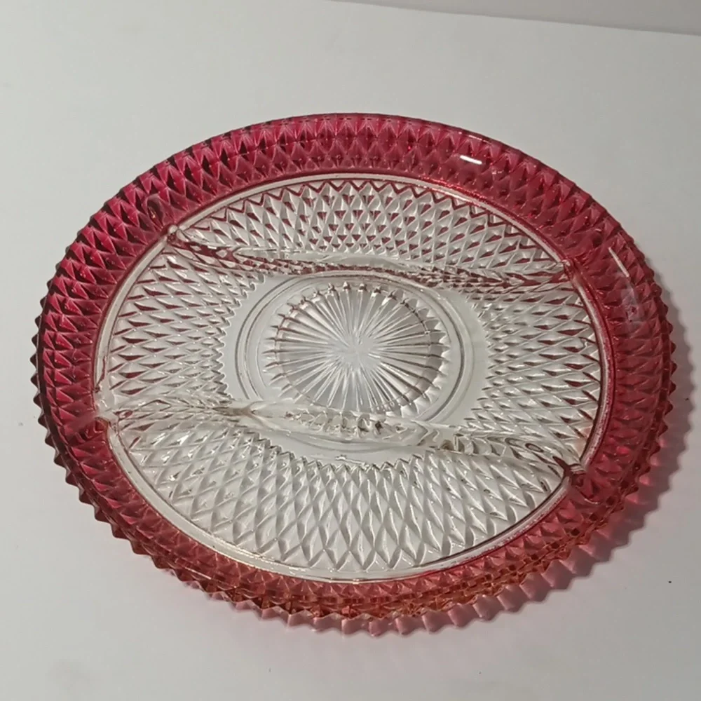 Vintage! Beautiful ruby red vintage Indiana relish tray.